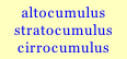 altocumulus stratocumulus cirrocumulus