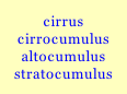 cirrus cirrocumulus altocumulus stratocumulus