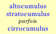 altocumulus stratocumulus parfois cirrocumulus